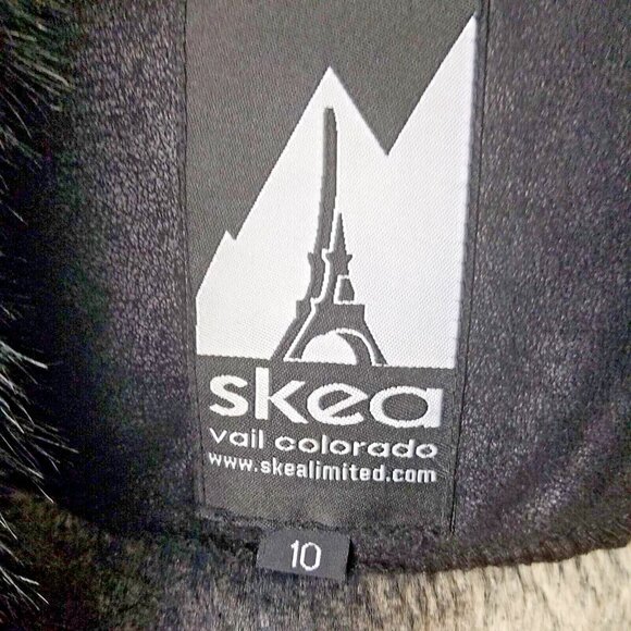 Skea black maxi over coat women's 10 plush faux sheep skin fur detachable collar - Picture 8 of 16